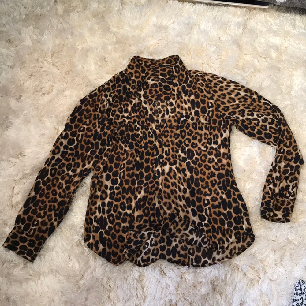 Button down leopard shirt